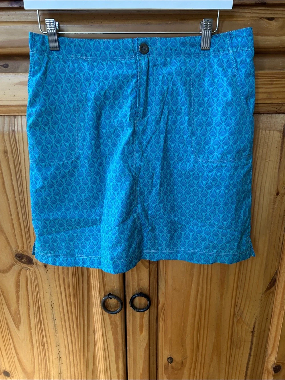 North River Skort Blue Geometric Print Skirt with Shorts SPF‎ Pockets NWT